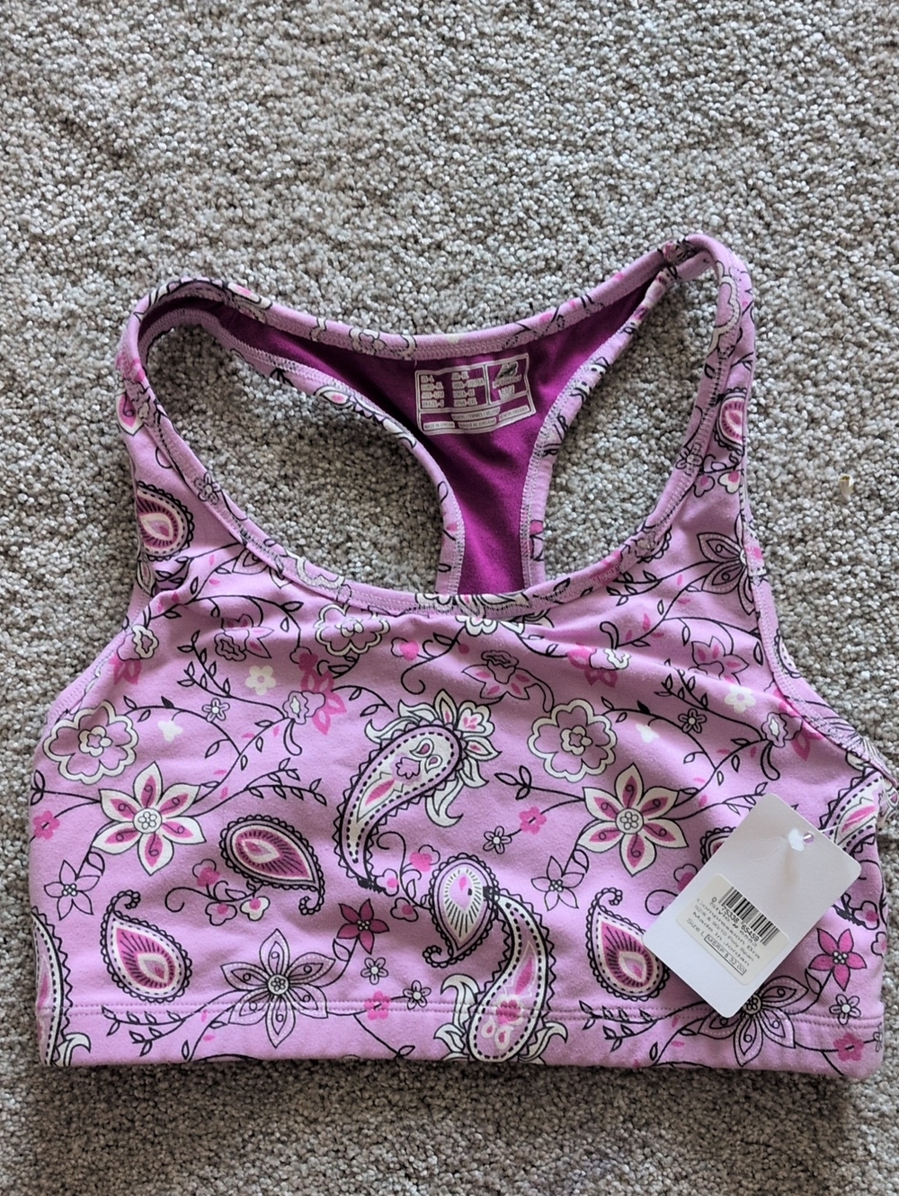 NWT New Balance Pink Floral Compression Sports Bra Size Large